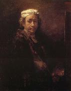 Rembrandt van rijn Autoportrait au chevalet oil painting artist